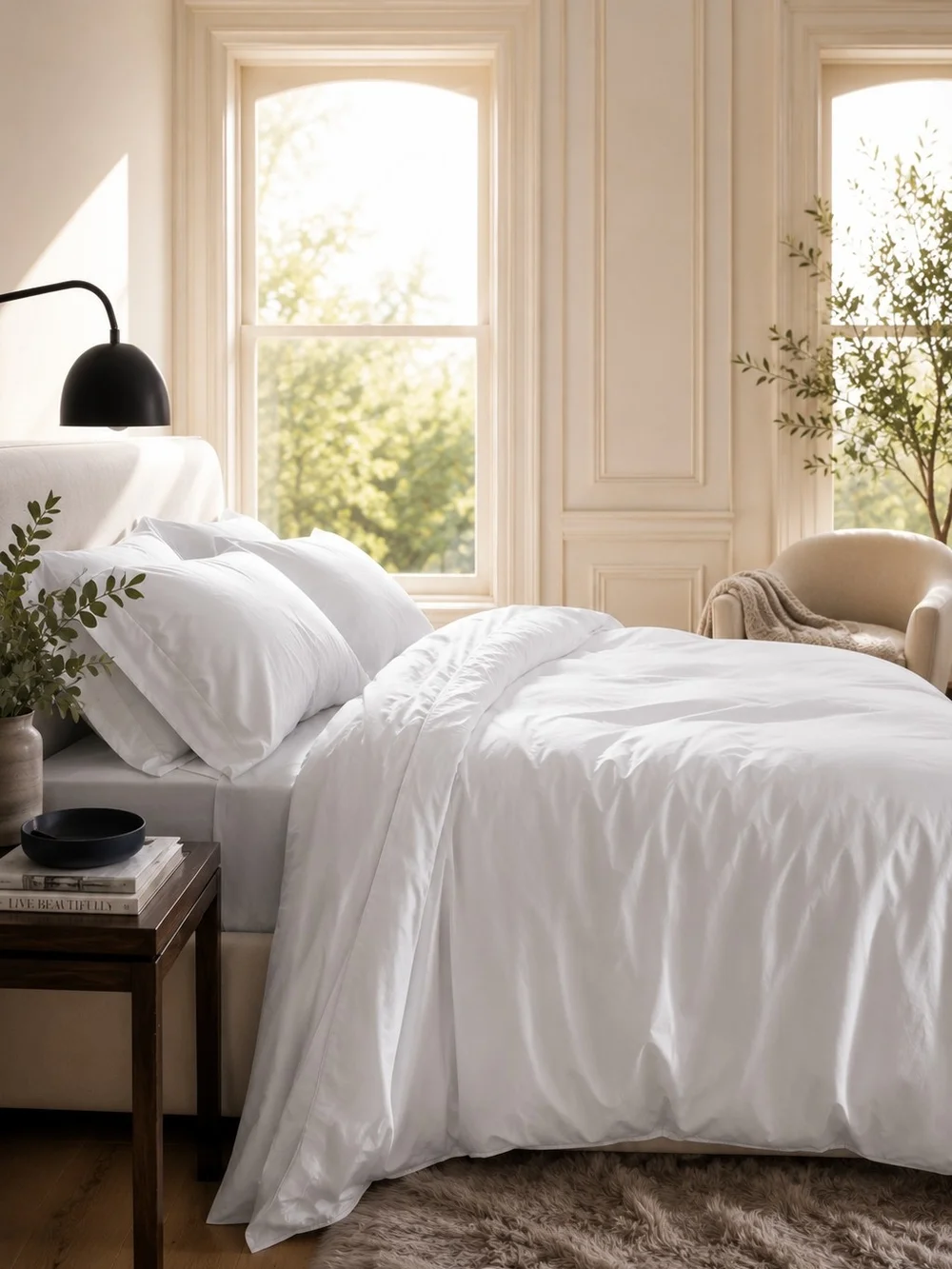 Quince Bamboo Duvet Cover King Cal King White NWT Organic Bamboo